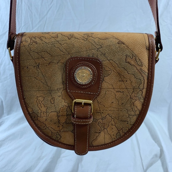 Genuine vintage PIERRE BALMAIN world map saddle bag crossbody - Picture 3 of 14